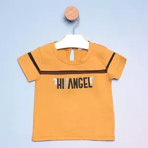Blusa Infantil Hi! Angel Com Recortes Em Tela<br /> - Amarelo Escuro & Preta<br /> - hi!angel