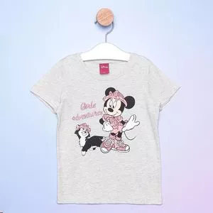 Blusa Infantil Minnie®<BR>- Cinza Claro & Rosa