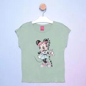 Blusa Infantil Minnie®<BR>- Verde Claro & Preta