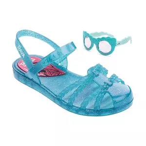 Sandália Disney Princesas® Fun Glasses<BR>- Azul Claro<BR>- Grendene Kids