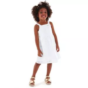 Vestido Infantil Com Recortes Vazados<BR>- Branco