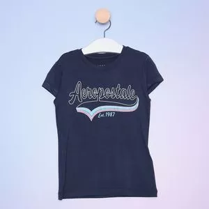 Camiseta Juvenil Aeropostale<br /> - Azul Marinho & Rosa