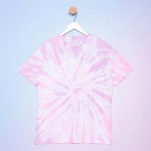 Camiseta Juvenil Tie Dye<br /> - Branca & Rosa