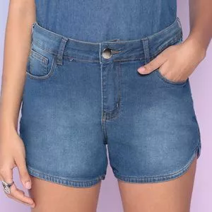 Short Jeans Com Recortes<BR>- Azul<BR>- JEANS.COM