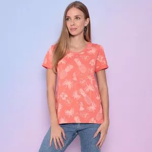 Camiseta Aloha<BR>- Coral & Off White