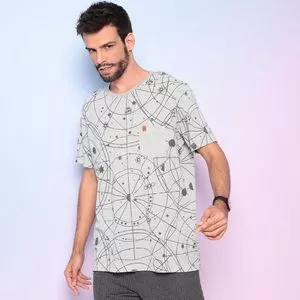Camiseta Planetário<BR>- Cinza Claro & Cinza Escuro
