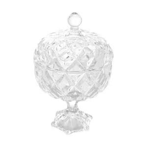 Potiche Decorativo Diamond Com Pé<BR>- Cristal<BR>- 18x28cm<BR>- Lyor