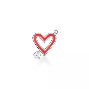 Charm Coração<BR>- Prata & Vermelho<BR>- 1,09x0,9cm