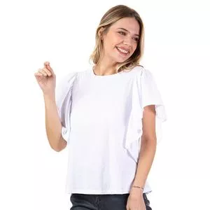 Camiseta Com Babados<BR>- Branca
