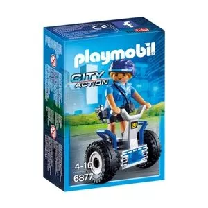 Playmobil® City Action Polícia Feminina Com Segway<BR>- Azul Claro & Azul Escuro<BR>- 4Pçs<BR>- Sunny Brinquedos
