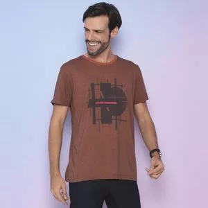 Camiseta Com Recortes<BR>- Laranja Escuro & Preta