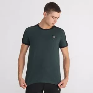 Camiseta Com Bordado<BR>- Verde Escuro & Preta