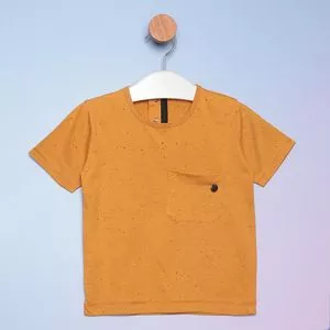 Camiseta Infantil Com Bolso<BR>- Amarelo Escuro & Preta<BR>- MiniTips