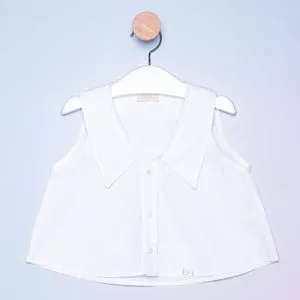 Camisa Cropped Infantil Lisa<BR>- Branca<BR>- Luluzinha