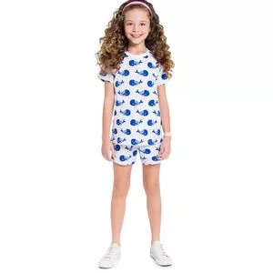 Pijama Infantil Baleias<BR>- Branco & Azul<BR>- Veggi