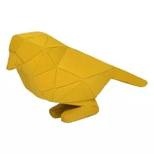 Escultura Pássaro Geométrico<BR>- Amarela<BR>- 10x8x18,5cm<BR>- Decor Glass
