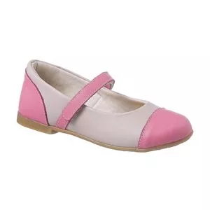 Sapato Boneca Em Couro<BR>- Rosa Claro & Pink<BR>- KEA