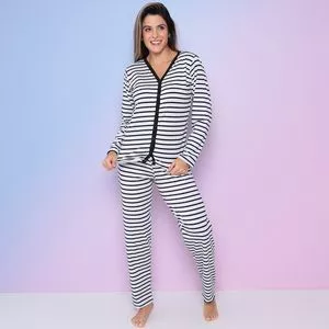 Pijama Listrado<BR>- Preto & Branco