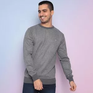 Suéter Quadriculado<BR>- Cinza & Branco