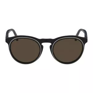 Óculos De Sol Arredondado<BR>- Preto & Marrom<BR>- Calvin Klein