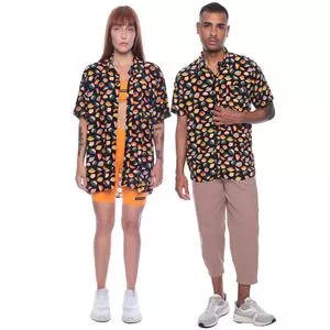 Camisa Frutas<BR>- Preta & Laranja