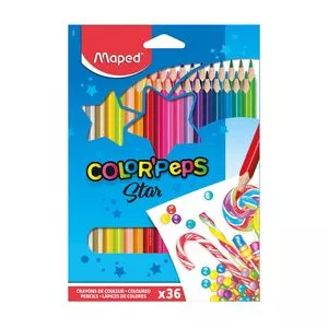 Caixa De Lápis De Cores Color Peps<BR>- 36 cores<BR>- 2x14,5x18,5cm<BR>- Maped