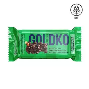 Chocolate 70% Cacau Com Pedaços De Avelã<BR>- 10 Unidades<BR>- GoldKo