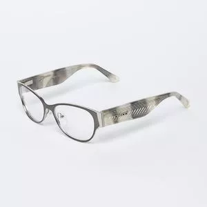 Armação Arredondada Para Óculos De Grau<BR>- Cinza & Off White<BR>- Colcci