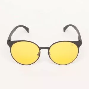 Óculos De Sol Redondo<BR>- Amarelo & Preto
