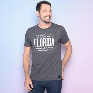 Camiseta Florida<BR>- Cinza Escuro & Branca<BR>- Colisão