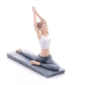 Figura Decorativa De Yoga<BR>- Branca & Azul Claro<BR>- 20,5x16,5x6,5cm<BR>- Wolff