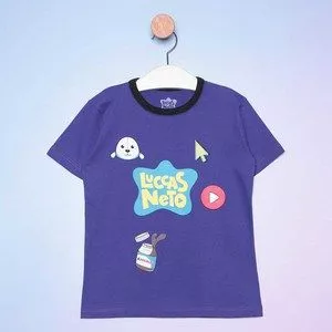 Camiseta Infantil Luccas Neto®<BR>- Roxo Escuro & Azul Claro<BR>- Luccas Neto
