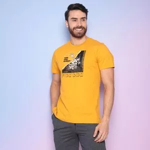Camiseta Com Inscrições<BR>- Amarela & Preta