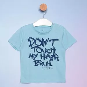 Camiseta Infantil Don't Touch My Hair<BR>- Azul Turquesa & Azul Marinho<BR>- MiniTips