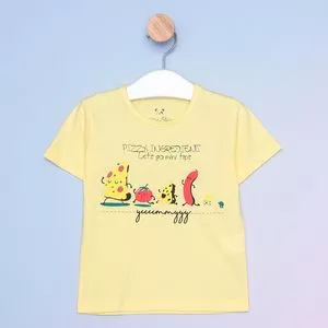 Camiseta Infantil Pizza Ingredients<BR>- Amarelo Claro & Vermelha<BR>- MiniTips