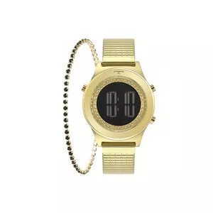 Relógio Digital BJ3927AA-K1C Com Pulseira<BR>- Dourado & Preto<BR>- Technos