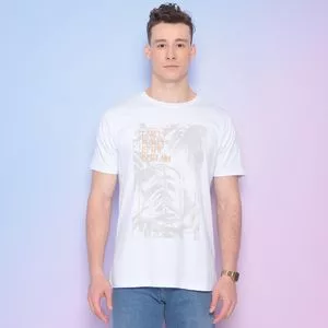 Camiseta Folhagens<BR>- Branca & Off White