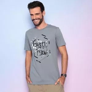 Camiseta Geométrica<BR>- Cinza & Preta