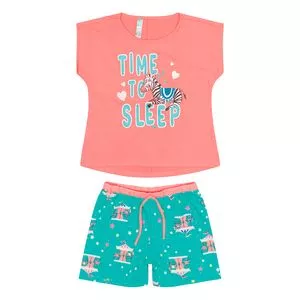Pijama Time To Sleep<BR>- Coral & Verde Água<BR>- Malwee