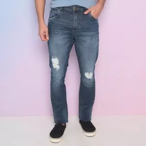 Calça Jeans Skinny Destroyed<BR>- Azul<BR>- Beagle