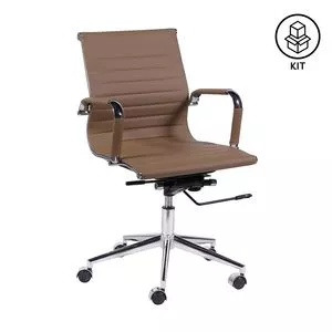 Jogo De Cadeiras Office Eames Esteirinha<BR>- Caramelo & Prateado<BR>- 2Pçs<BR>- Or Design