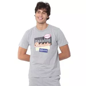 Camiseta Com Inscrições<BR>- Cinza & Preta