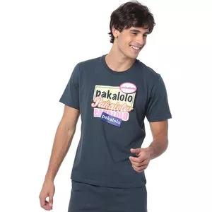 Camiseta Com Inscrições<BR>- Azul Marinho & Laranja