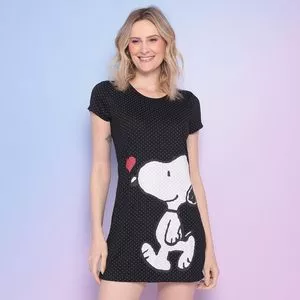 Camisola Snoopy® & Poá<BR>- Preta & Branca<BR>- Danka Pijamas