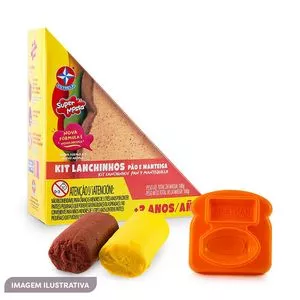 Kit De Massinha Lanchinho Com Pão & Manteiga<BR>- Amarelo & Vermelho<BR>- 5x13x18,5cm<BR>- Reval