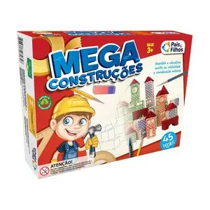 Brinquedo Para Montar Mega Construções<BR>- Vermelho & Azul<BR>- 45Pçs<BR>- Reval