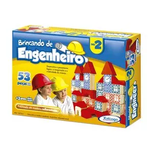 Brinquedo Brincando De Engenheiro<BR>- Azul & Amarelo<BR>- 53Pçs<BR>- Reval