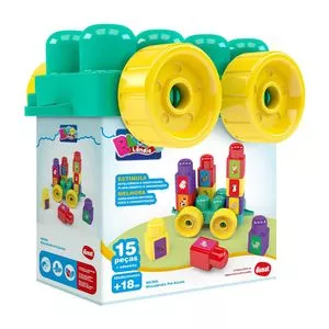 Brinquedo Para Montar Blocolandia Pré Escola<BR>- Verde & Amarelo<BR>- 15Pçs<BR>- Reval