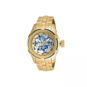 Relógio Analógico 17177<BR>- Dourado & Azul<BR>- Invicta Relógios