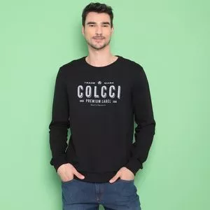 Blusão Colcci® Em Moletom<BR>- Preto & Branco<BR>- Colcci
